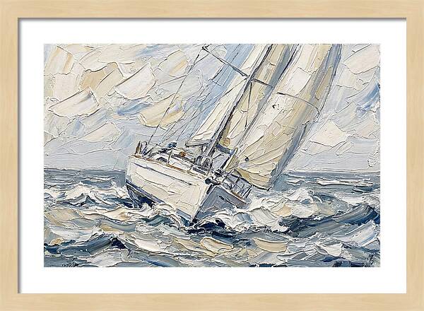 White Sailboat On Turbulent Seas