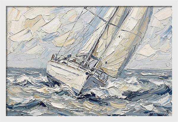 White Sailboat On Turbulent Seas