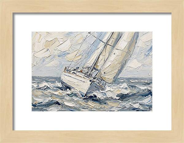 White Sailboat On Turbulent Seas