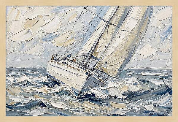 White Sailboat On Turbulent Seas