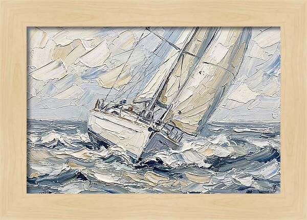 White Sailboat On Turbulent Seas