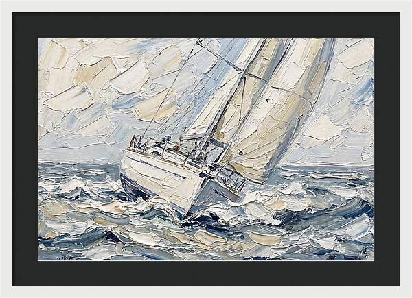 White Sailboat On Turbulent Seas