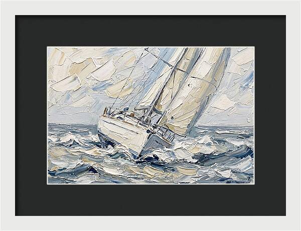 White Sailboat On Turbulent Seas