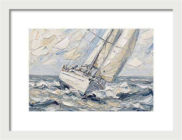 White Sailboat On Turbulent Seas