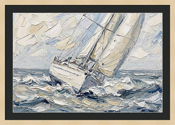 White Sailboat On Turbulent Seas