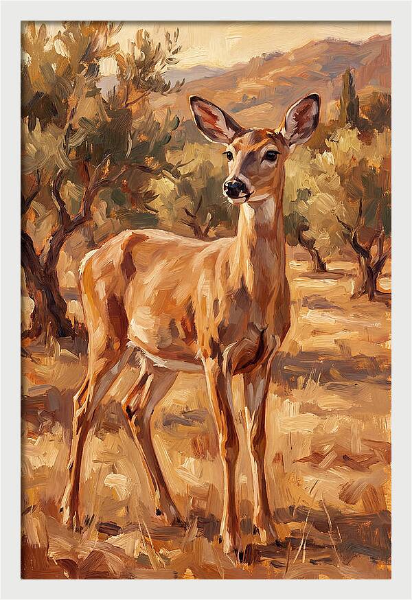 White Tailed Deer In Mediterranean Landscape