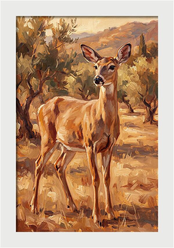White Tailed Deer In Mediterranean Landscape