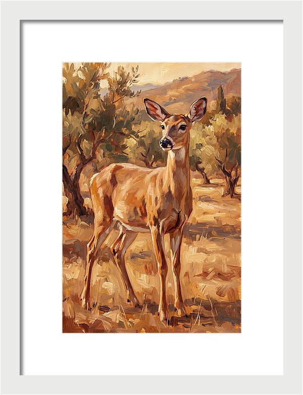 White Tailed Deer In Mediterranean Landscape