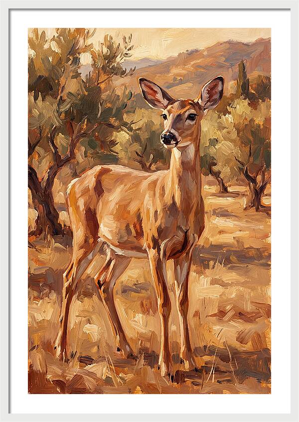 White Tailed Deer In Mediterranean Landscape
