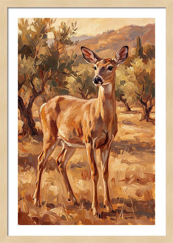 White Tailed Deer In Mediterranean Landscape