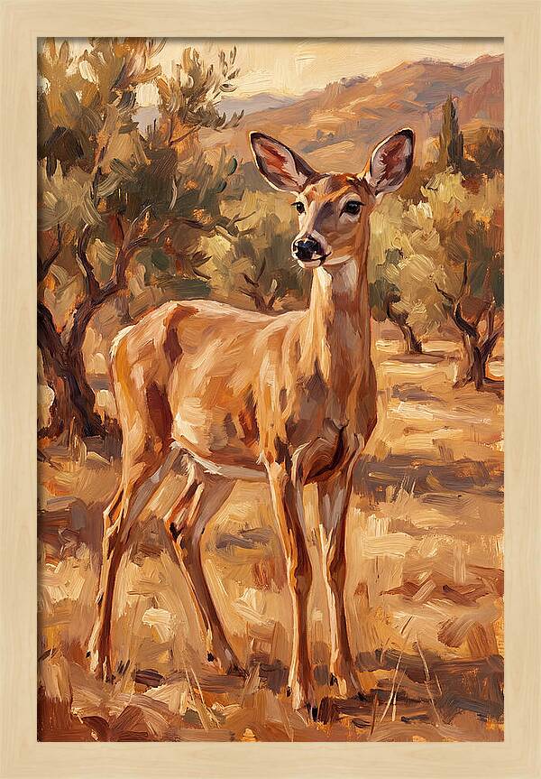 White Tailed Deer In Mediterranean Landscape