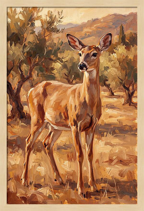 White Tailed Deer In Mediterranean Landscape
