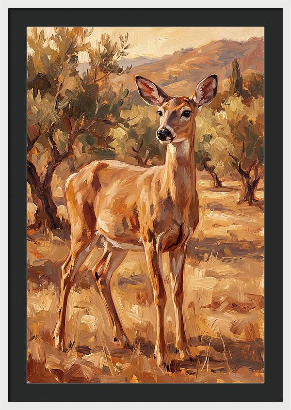 White Tailed Deer In Mediterranean Landscape