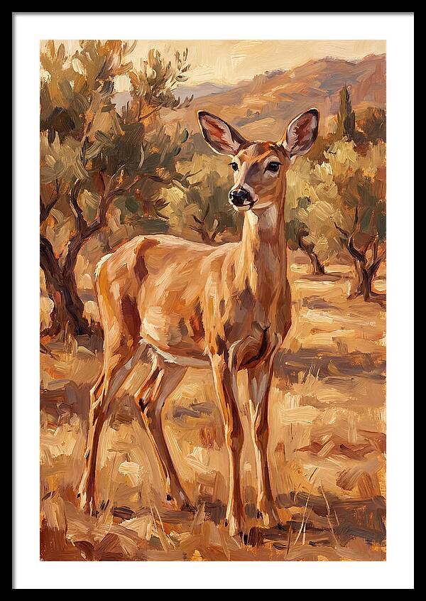 White Tailed Deer In Mediterranean Landscape