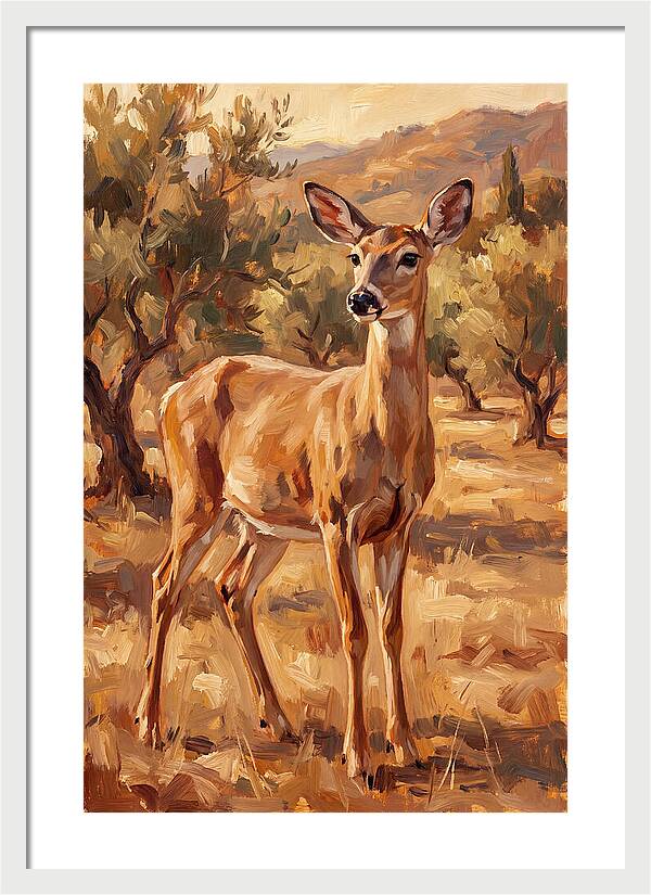 White Tailed Deer In Mediterranean Landscape