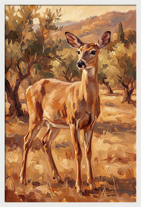 White Tailed Deer In Mediterranean Landscape