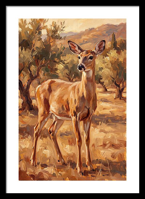 White Tailed Deer In Mediterranean Landscape