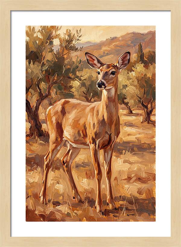 White Tailed Deer In Mediterranean Landscape