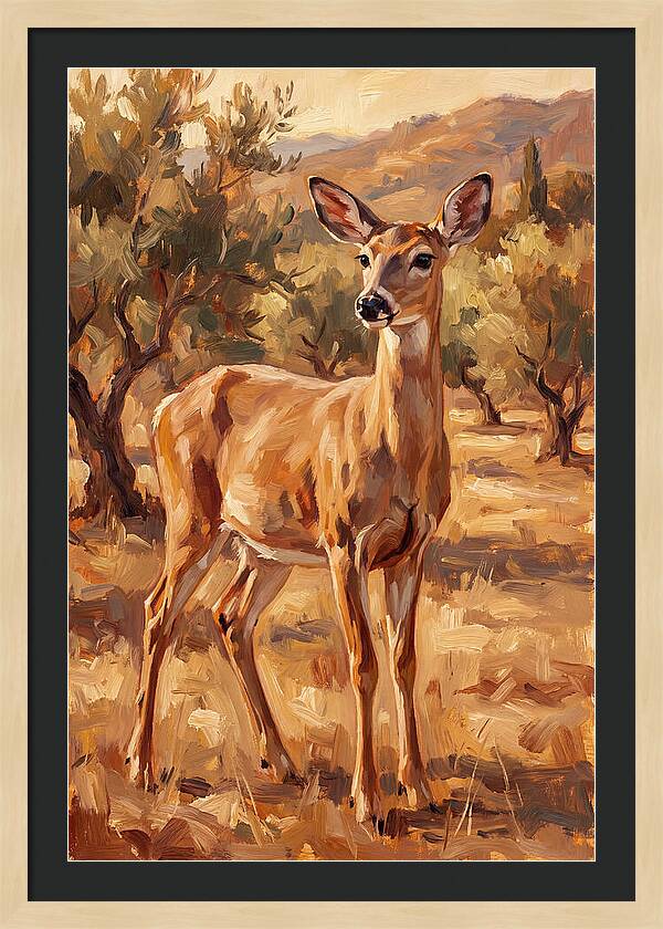 White Tailed Deer In Mediterranean Landscape