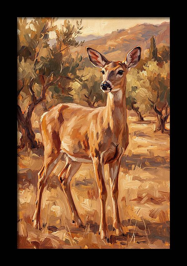 White Tailed Deer In Mediterranean Landscape