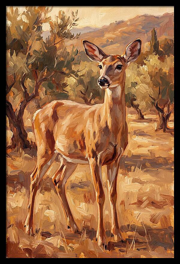 White Tailed Deer In Mediterranean Landscape