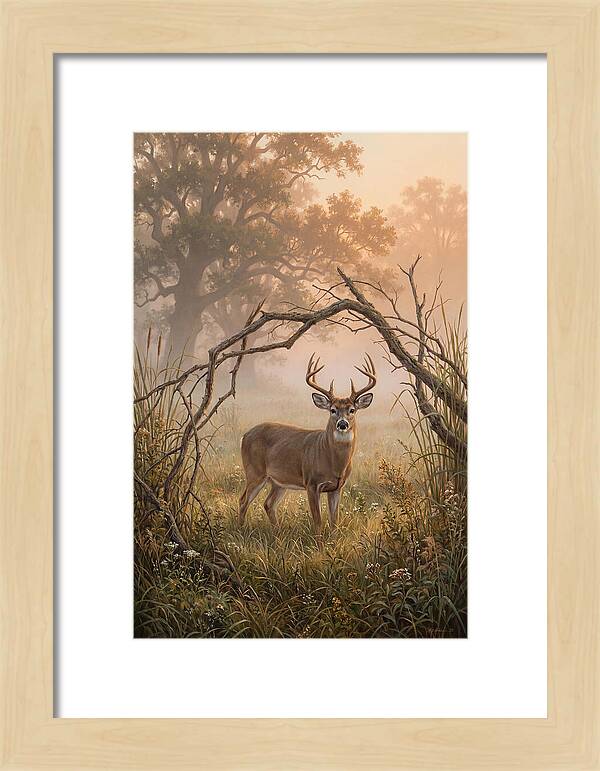 White Tailed Deer In Morning Mist