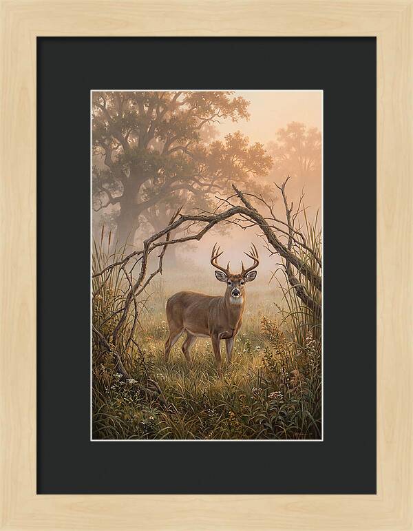 White Tailed Deer In Morning Mist