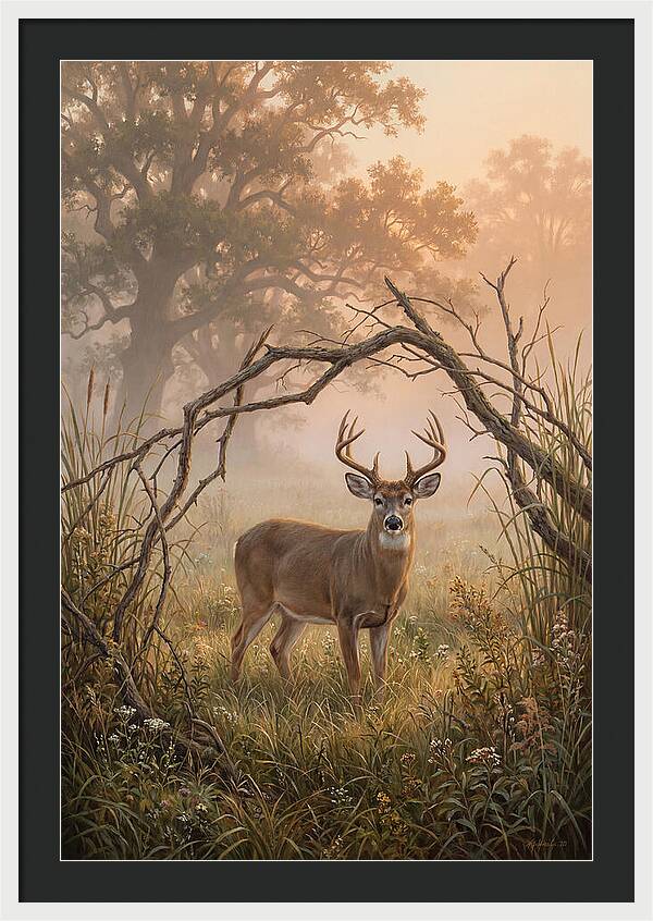 White Tailed Deer In Morning Mist