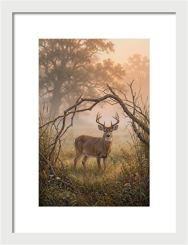 White Tailed Deer In Morning Mist