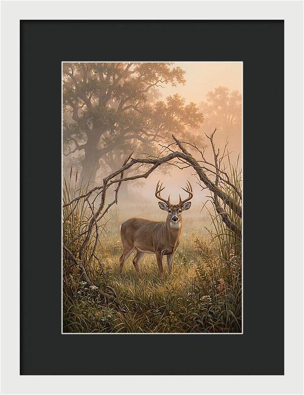 White Tailed Deer In Morning Mist