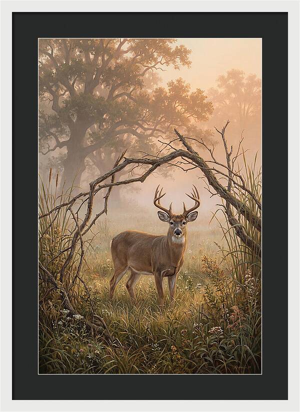White Tailed Deer In Morning Mist