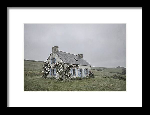 Whitewashed Cottage With Blue Shutters