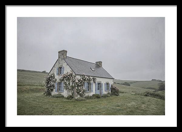 Whitewashed Cottage With Blue Shutters