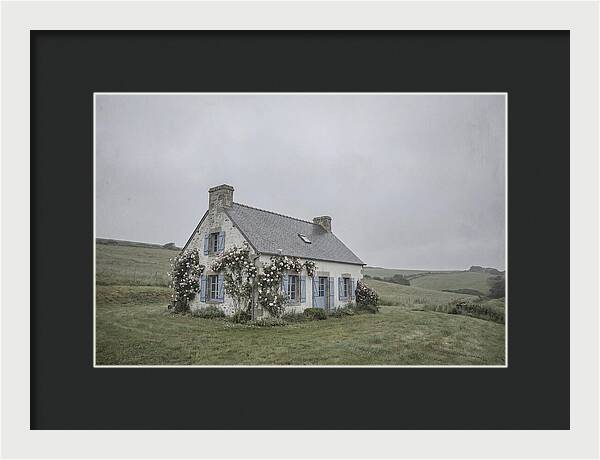 Whitewashed Cottage With Blue Shutters