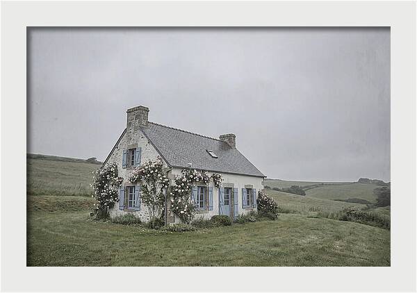 Whitewashed Cottage With Blue Shutters
