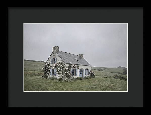 Whitewashed Cottage With Blue Shutters