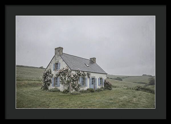 Whitewashed Cottage With Blue Shutters