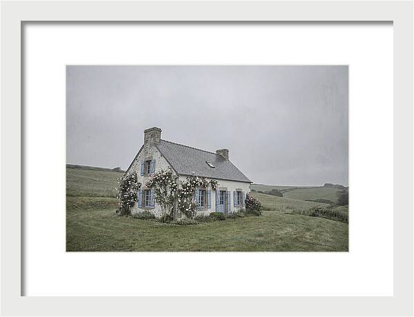 Whitewashed Cottage With Blue Shutters