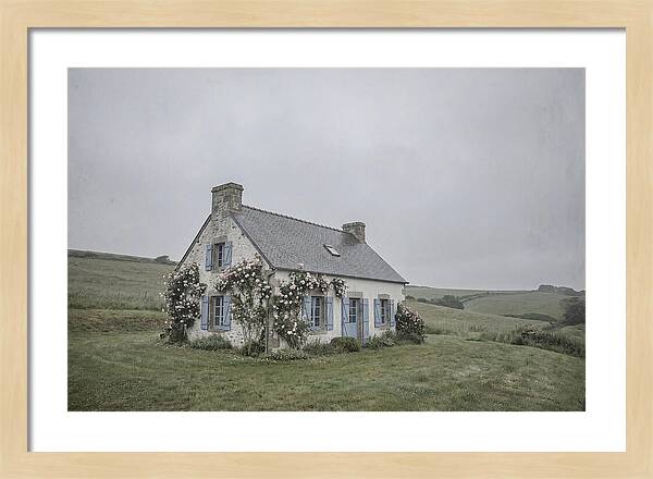 Whitewashed Cottage With Blue Shutters