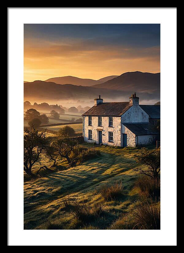 Whitewashed Farmhouse At Dawn