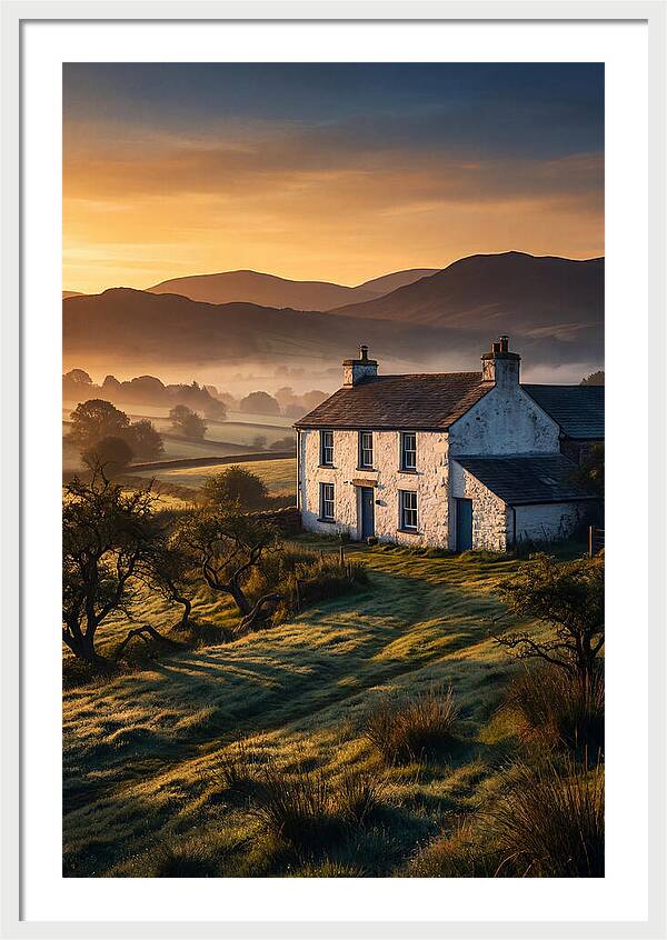 Whitewashed Farmhouse At Dawn