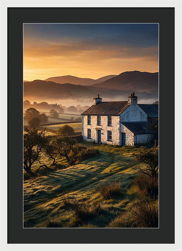 Whitewashed Farmhouse At Dawn
