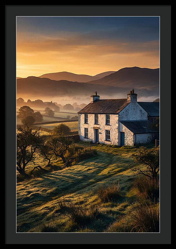 Whitewashed Farmhouse At Dawn