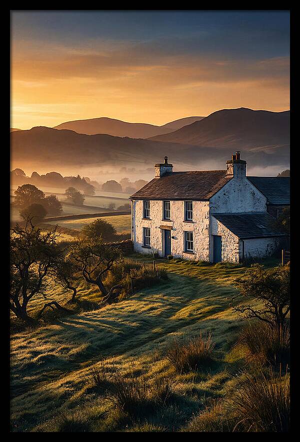 Whitewashed Farmhouse At Dawn