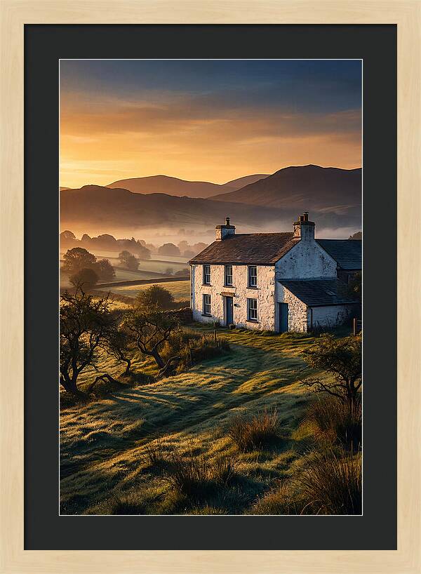 Whitewashed Farmhouse At Dawn