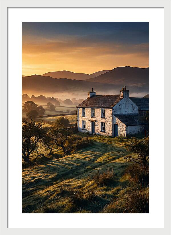 Whitewashed Farmhouse At Dawn