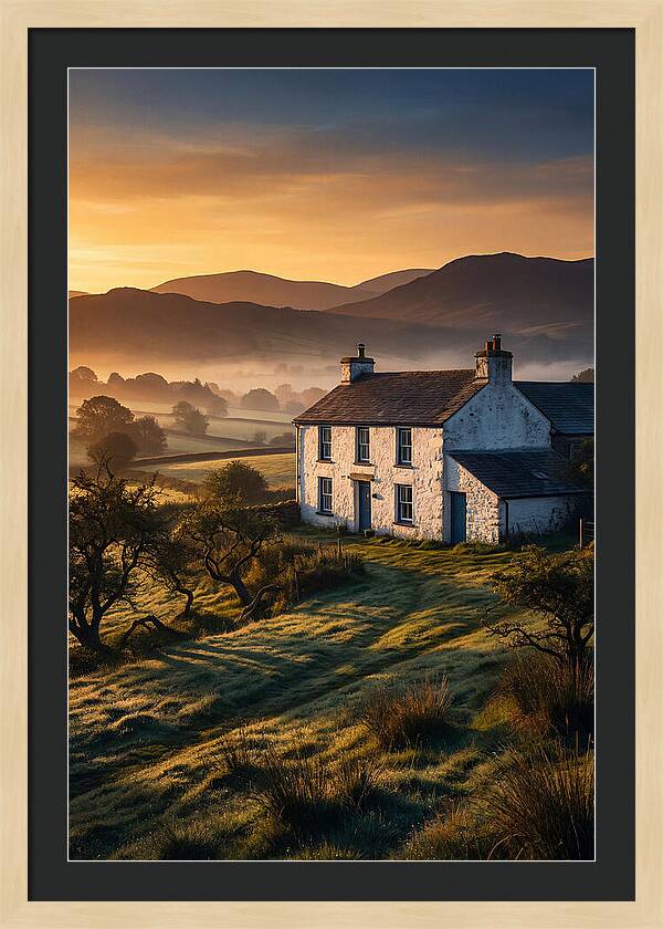 Whitewashed Farmhouse At Dawn