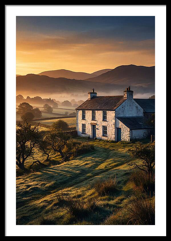 Whitewashed Farmhouse At Dawn