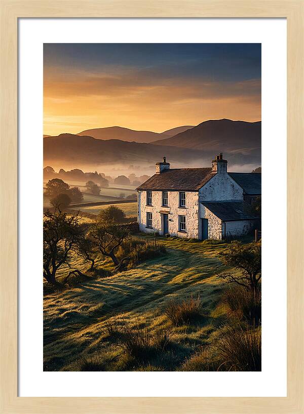 Whitewashed Farmhouse At Dawn