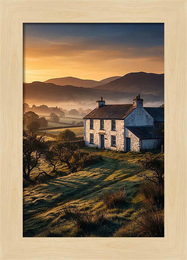 Whitewashed Farmhouse At Dawn